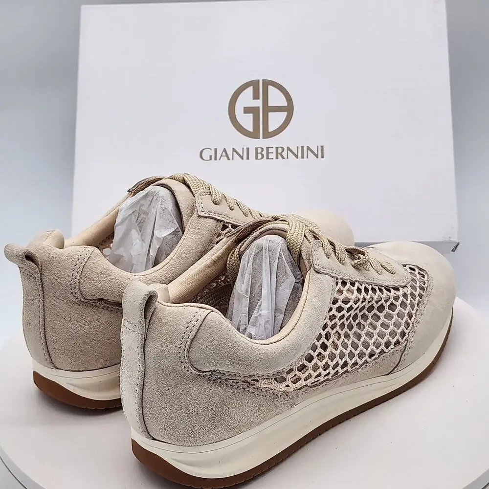 NEW - Giani Bernini Tesiaas Buff Nude Mesh Lace-Up Sneakers Women's Size 9.5 M